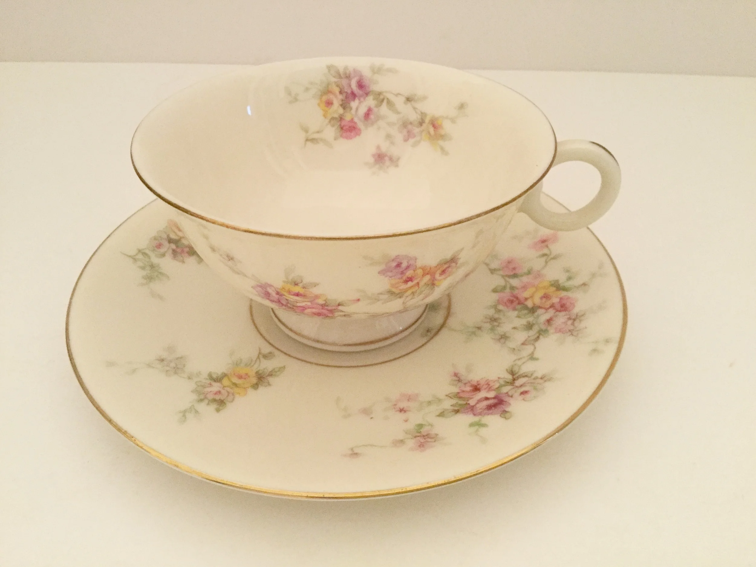 A collected cup and saucer from my maternal grandmother's pattern ... Haviland New York, Gloria, probably from the 1950s
