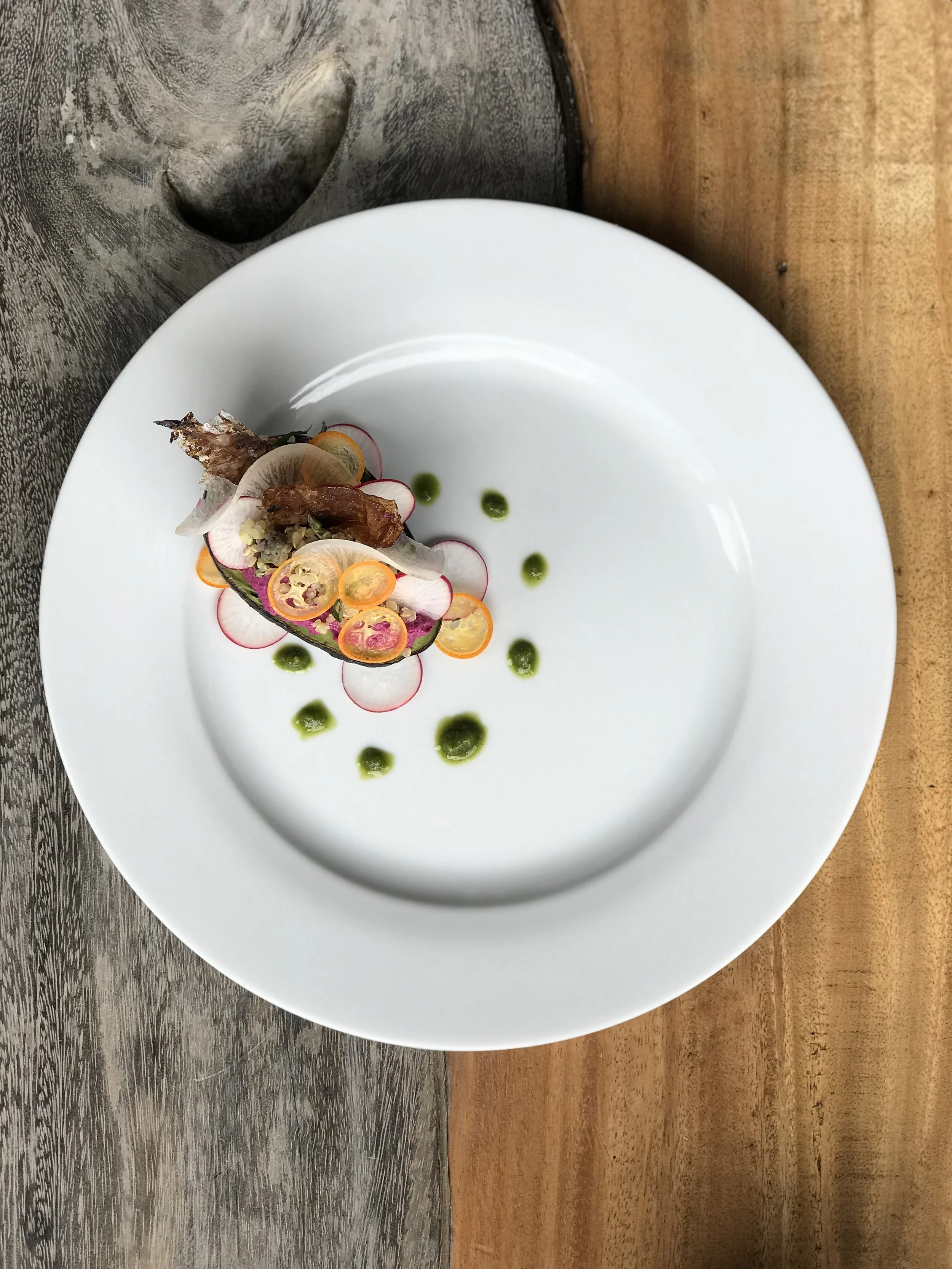 Beet Hummus stuffed Avocados