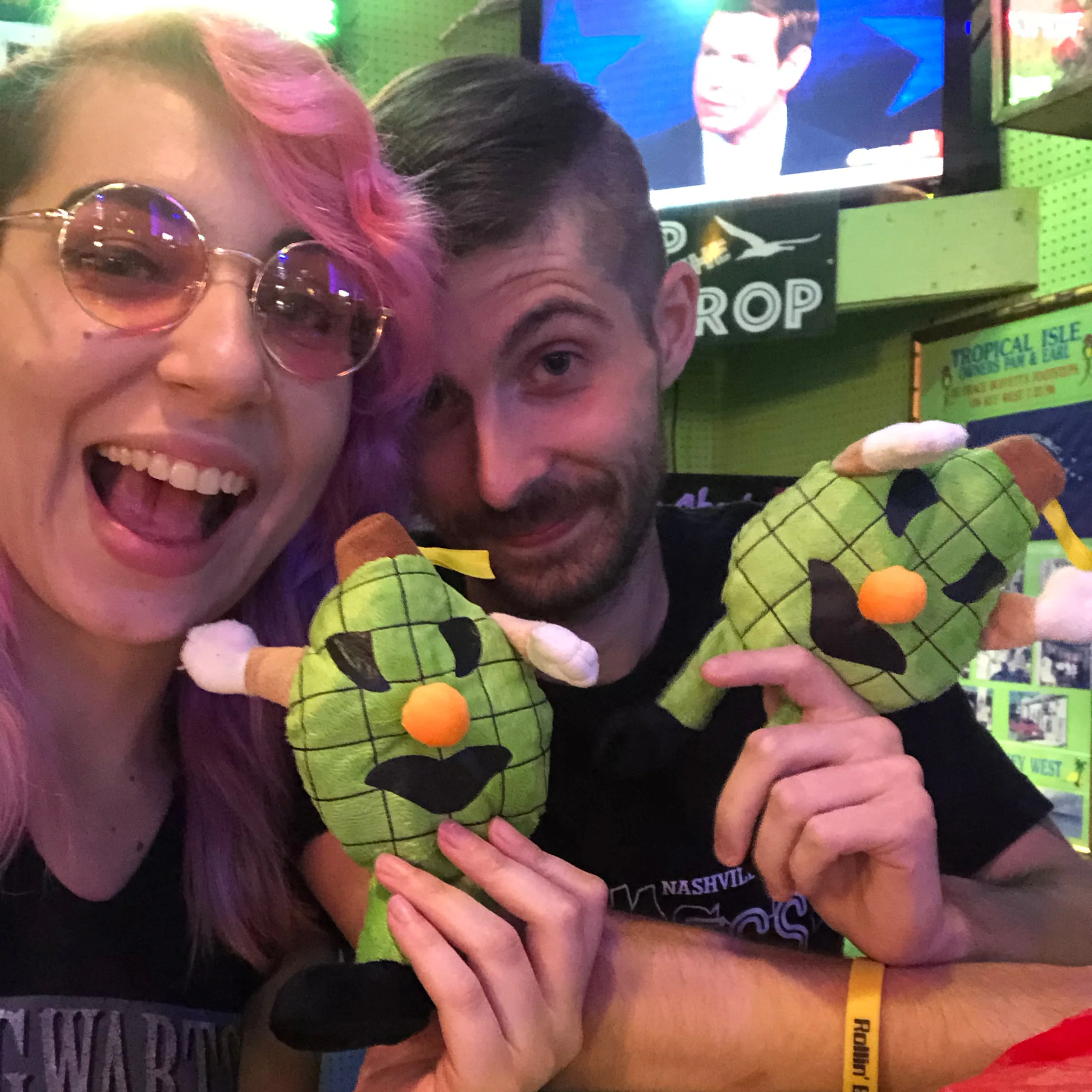 Our amazing bartender won these for us!