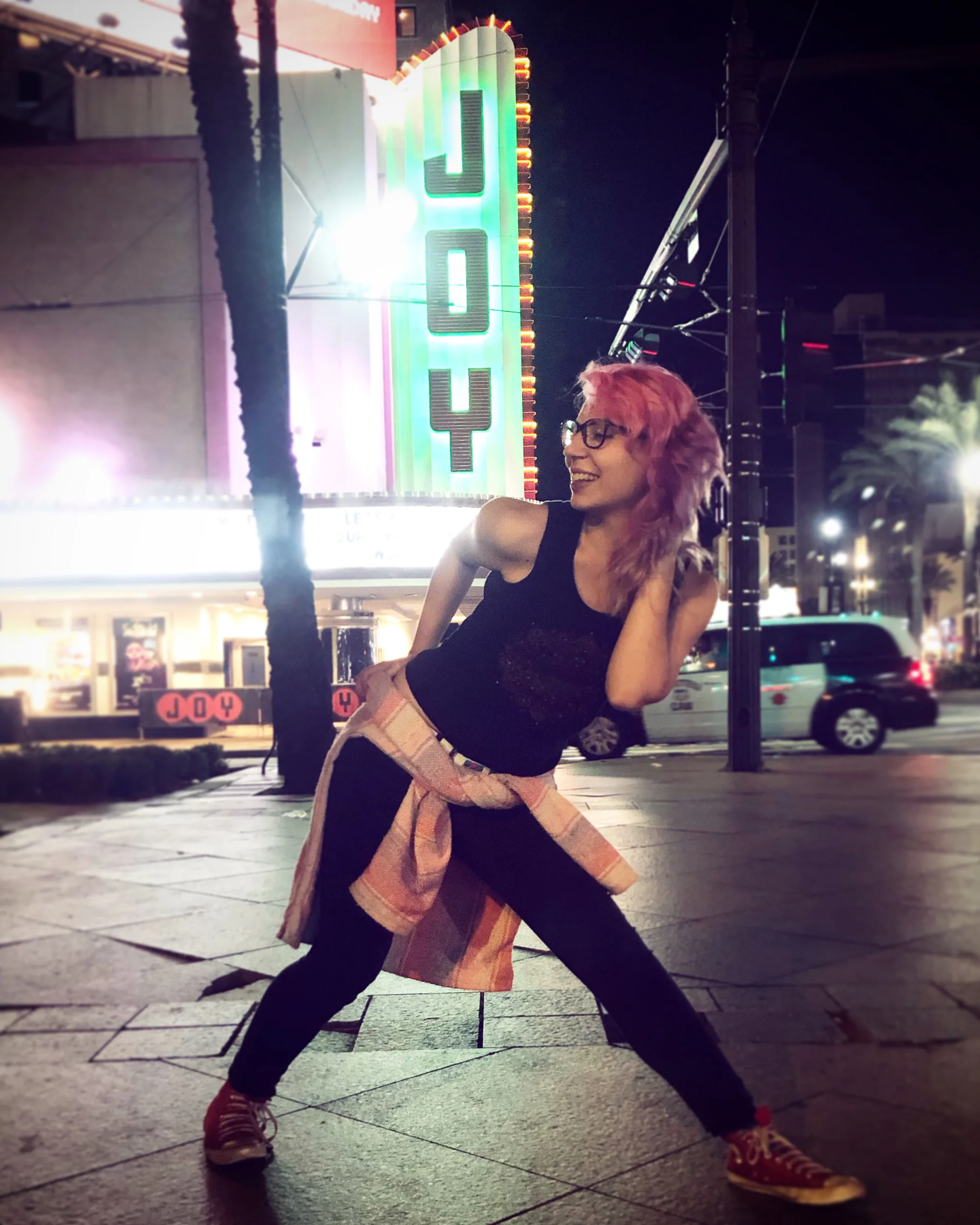 In front of the Joy theatre, which was on our way back to our Airbnb!