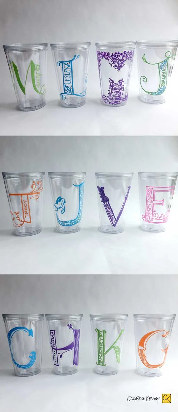 hand drawn monograms for many of the staff in my kid's elementary school