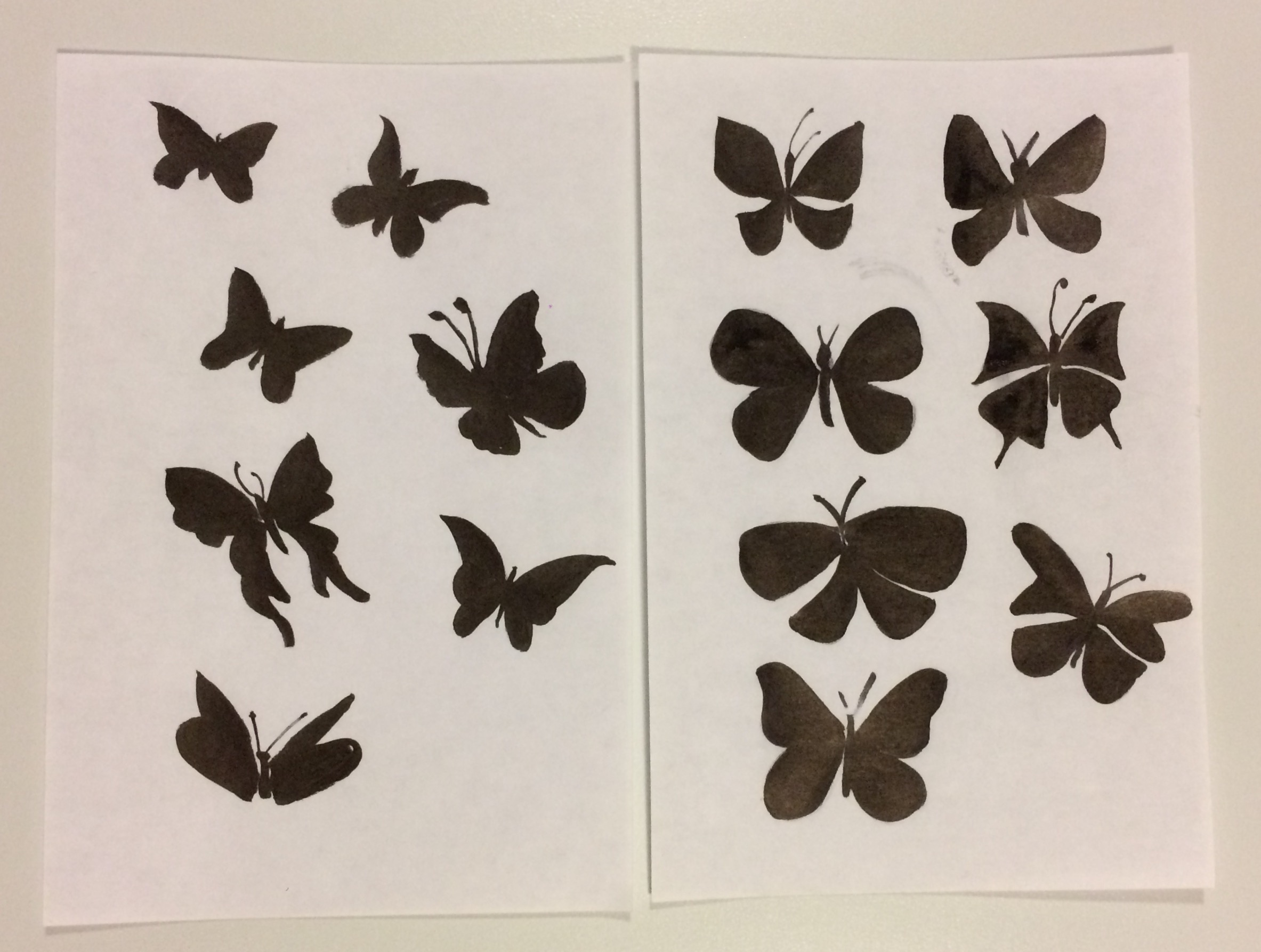 ink brush butterflies