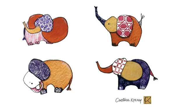3x4 inch each, watercolor pen and pencil on paper