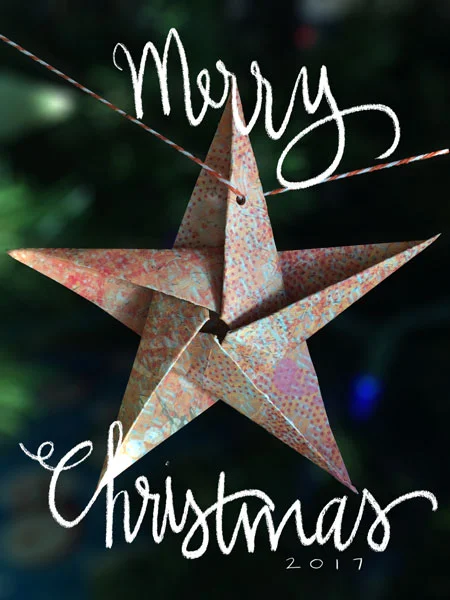 a collaboration, my son folded these lovely starts for us this year