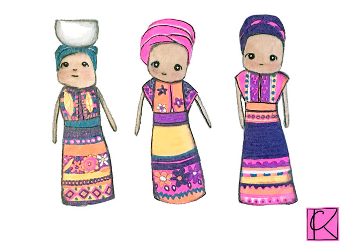 Worry Dolls inspired illustrations — Cristina Kramp
