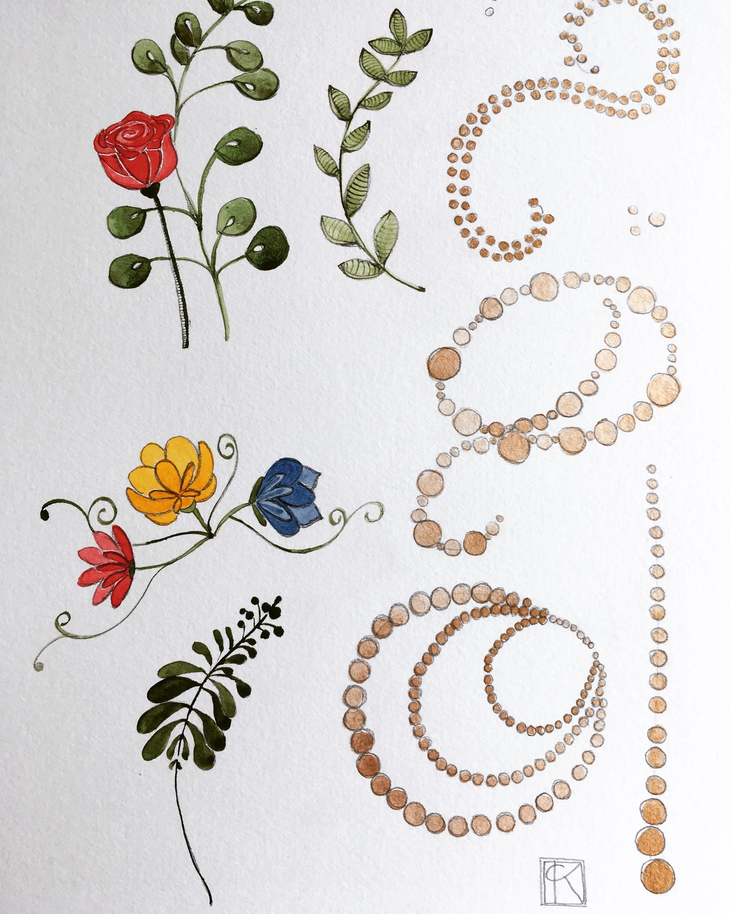 roses, flowers, and golden beads