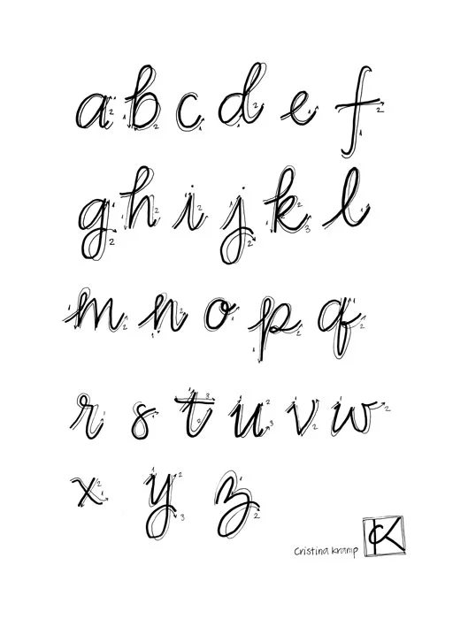 an informal cursive alphabet