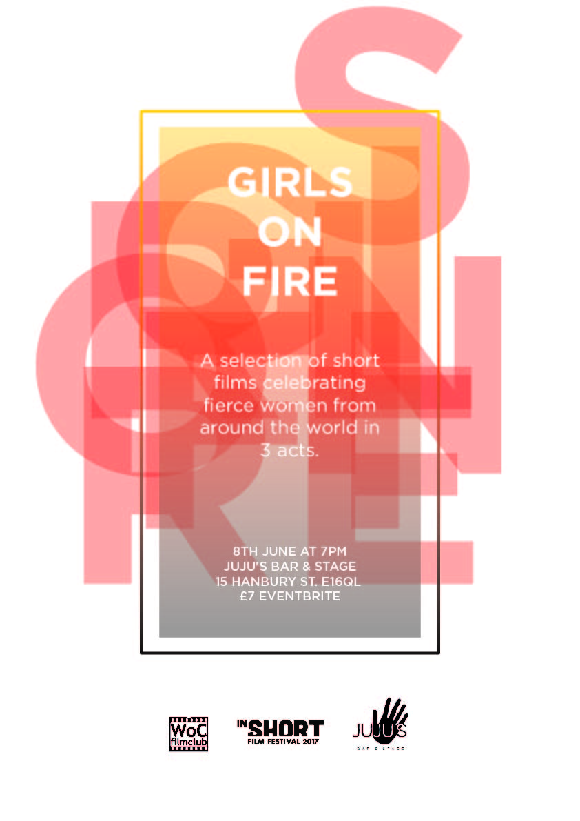 WOC Film Club and InShortFF - Girls on Fire Poster Design - 2017