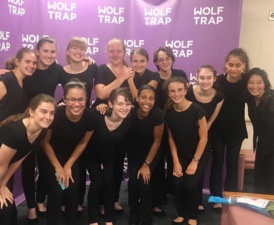 Choristers pose with CCW Artistic Director Margaret Nomura Clark following the one-night-only performance of TOSCA at Wolf Trap's Filene Center