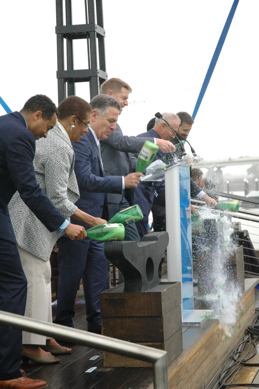Traditional breaking of bottles