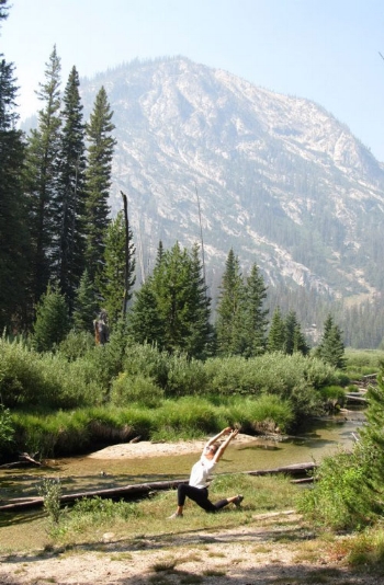 Taking a yoga break by a creek in Idaho.