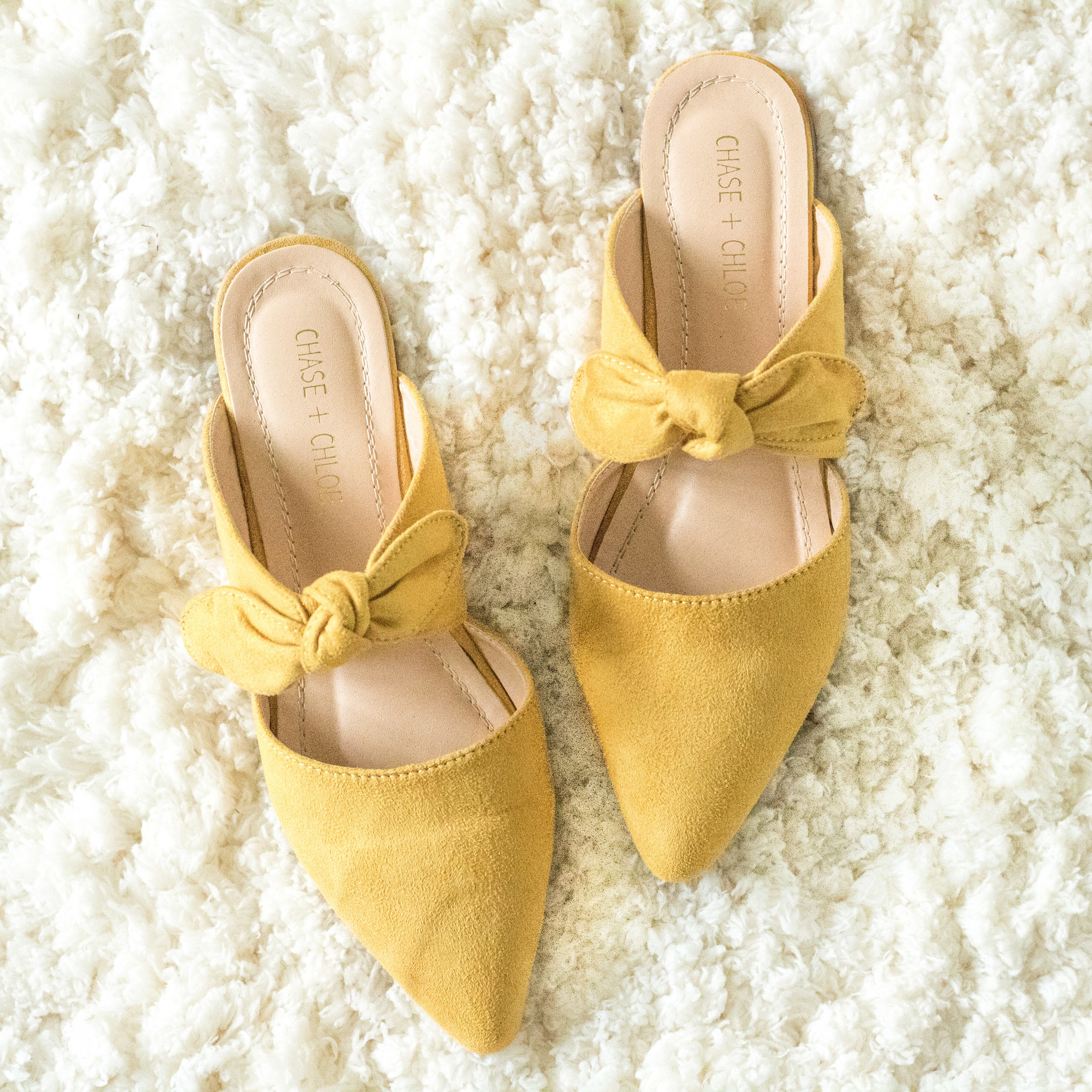 yellow bow mules