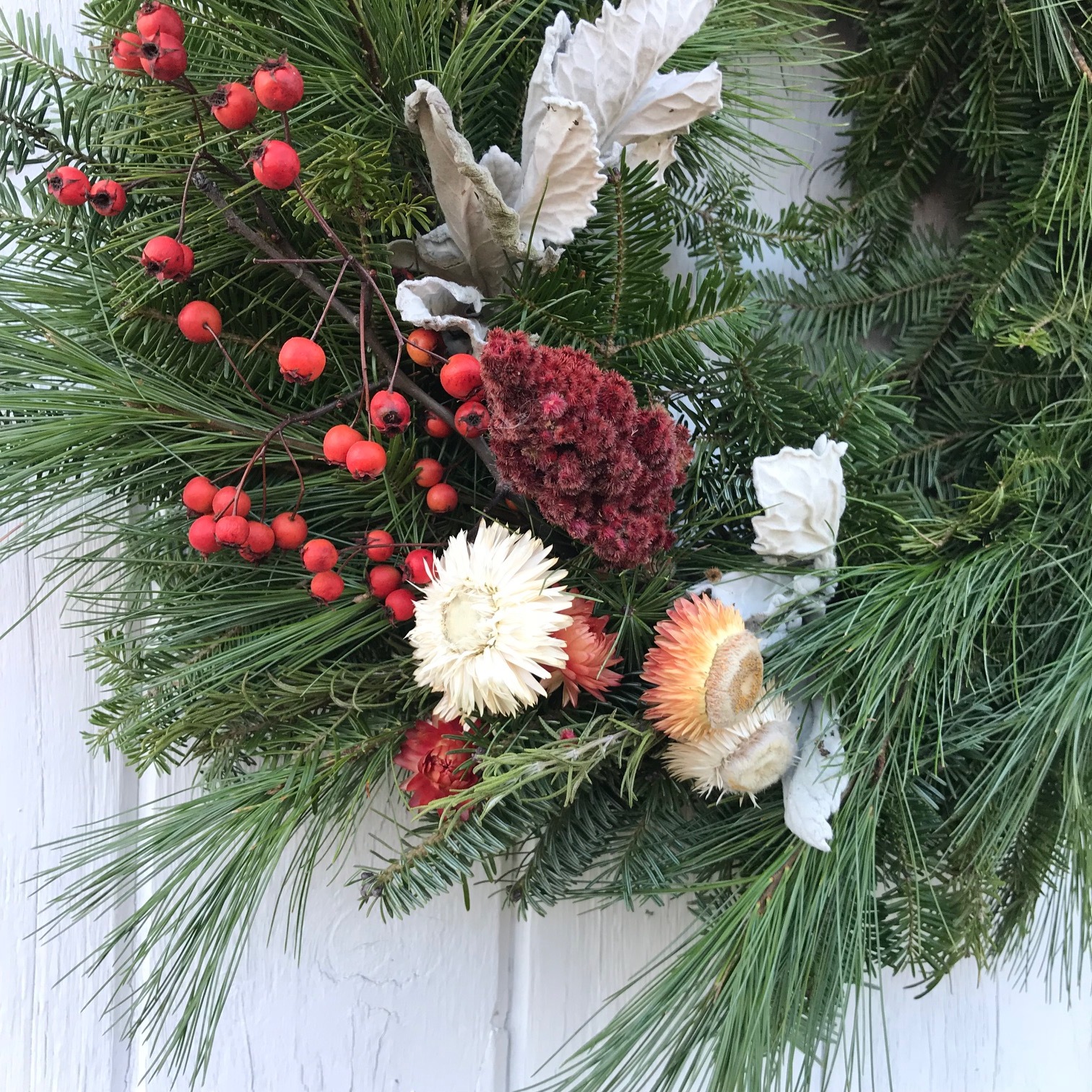 evergreen wreath created at a workshop