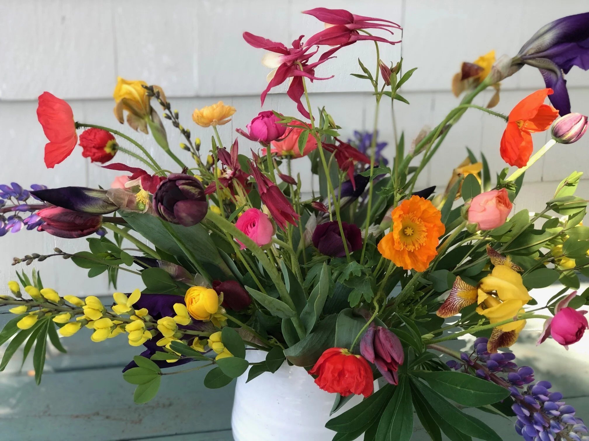 business csa bouquet - bold spring colors