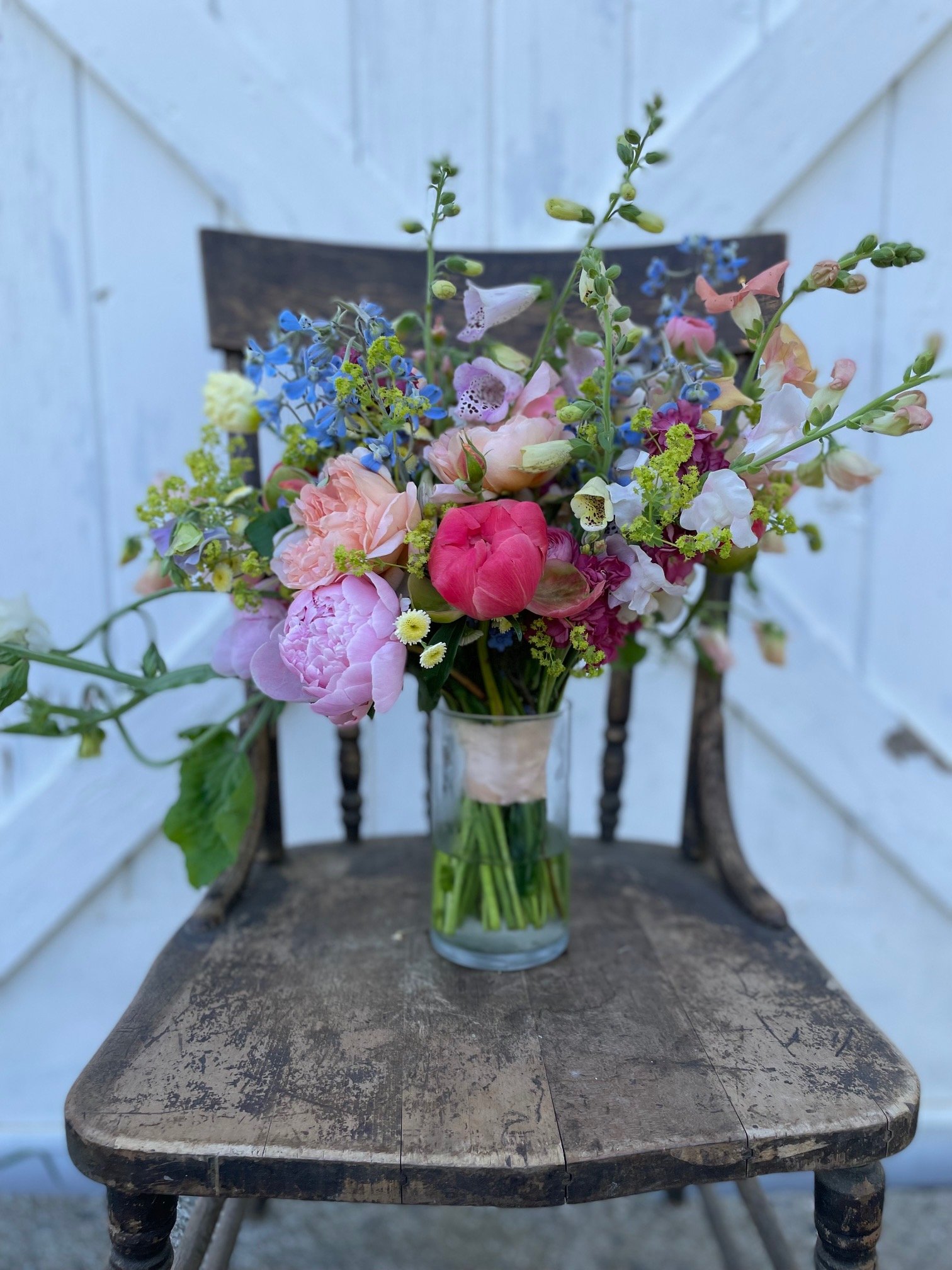 spring bridal bouquet featuring peonies