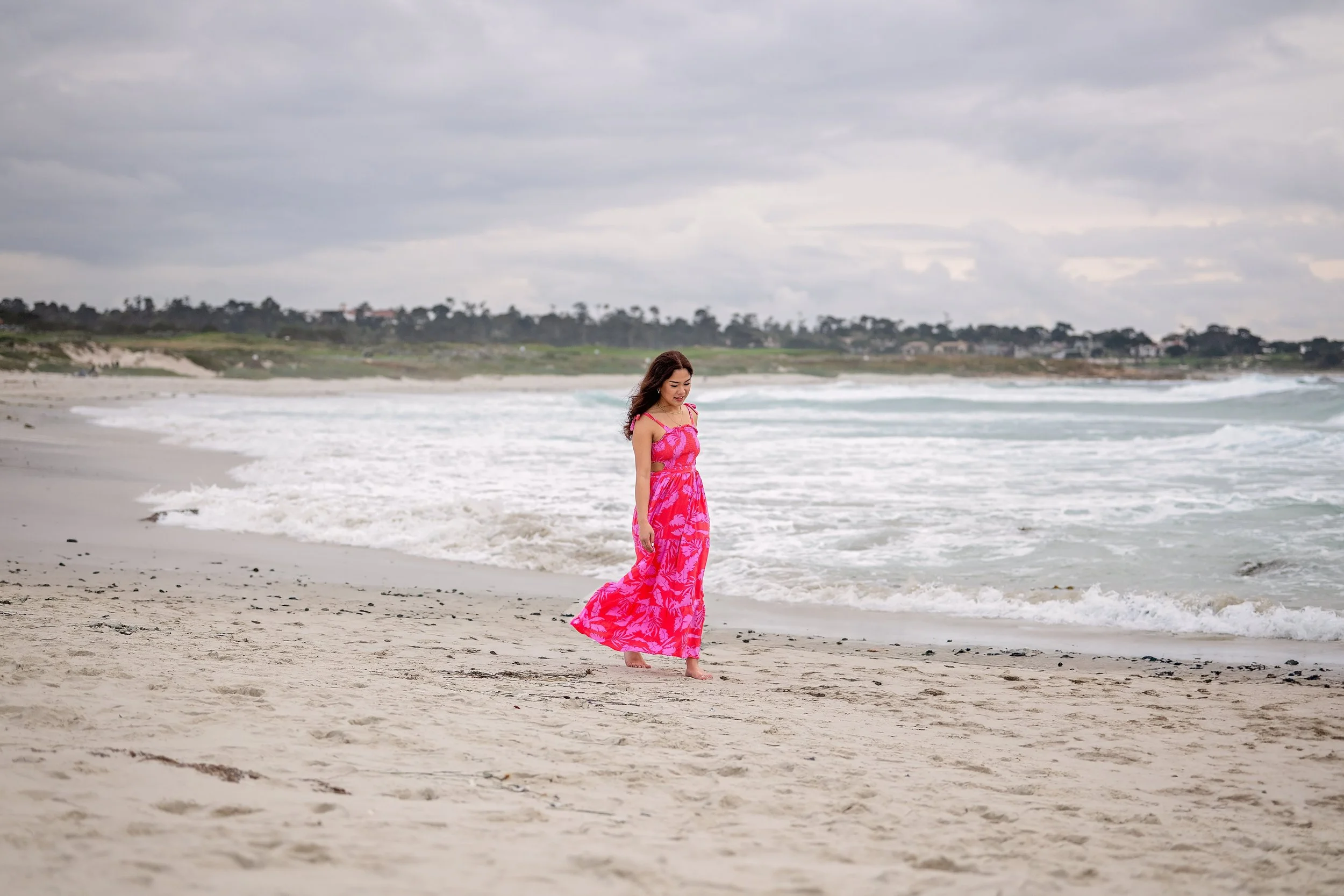 High School Senior Portraits walking on the beach