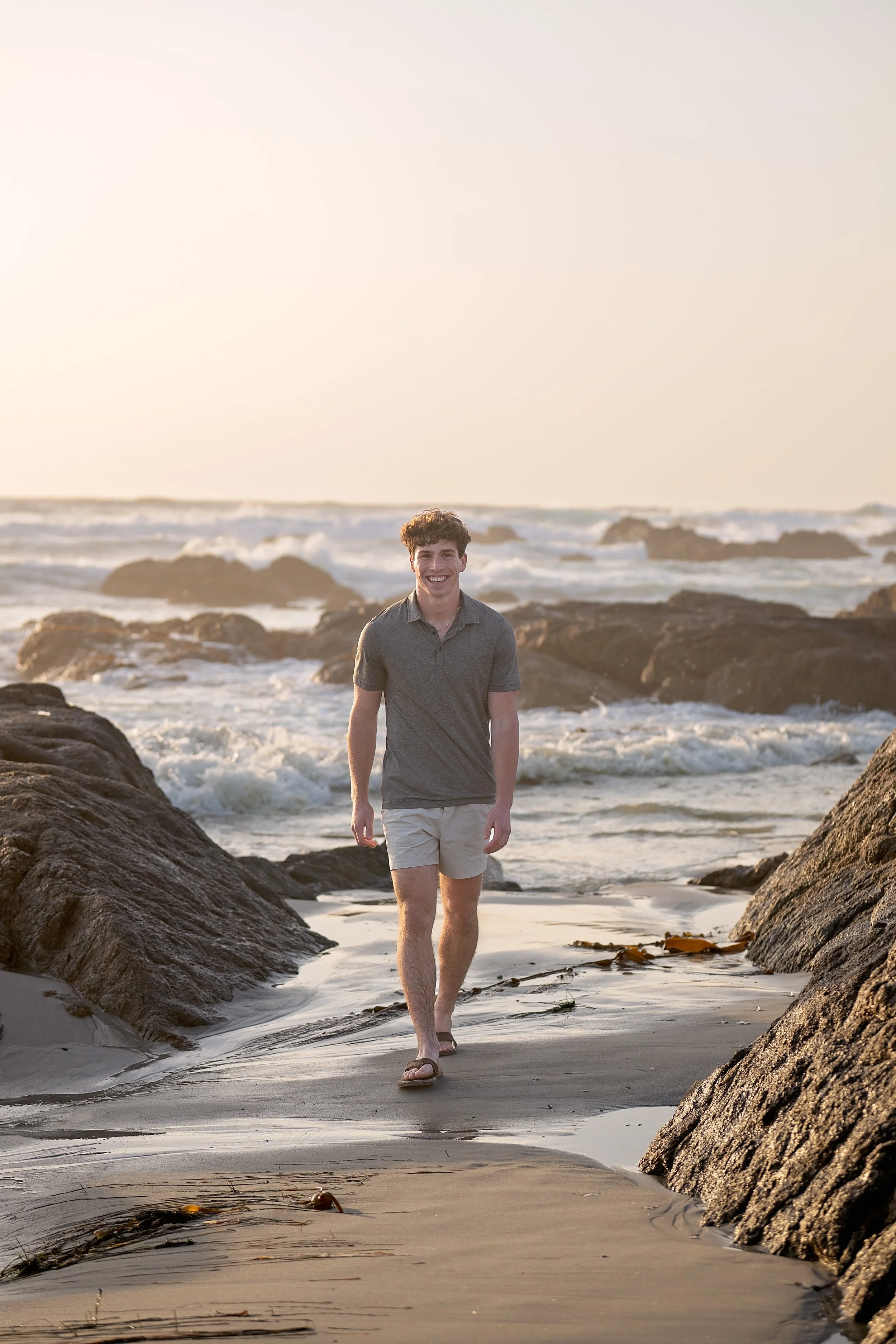 Beach senior portraits at sunset