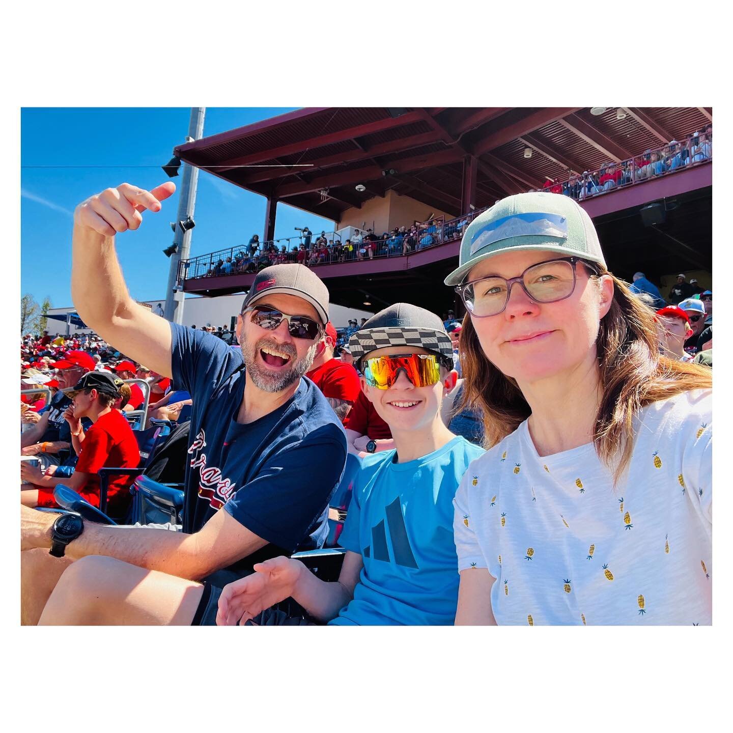Today I stomped on a guy&rsquo;s foot trying to catch a foul ball that, as it turns out, wasn&rsquo;t really in our vicinity. 🤪 ⚾️ #springtraining #atlantabraves #philliesbaseball