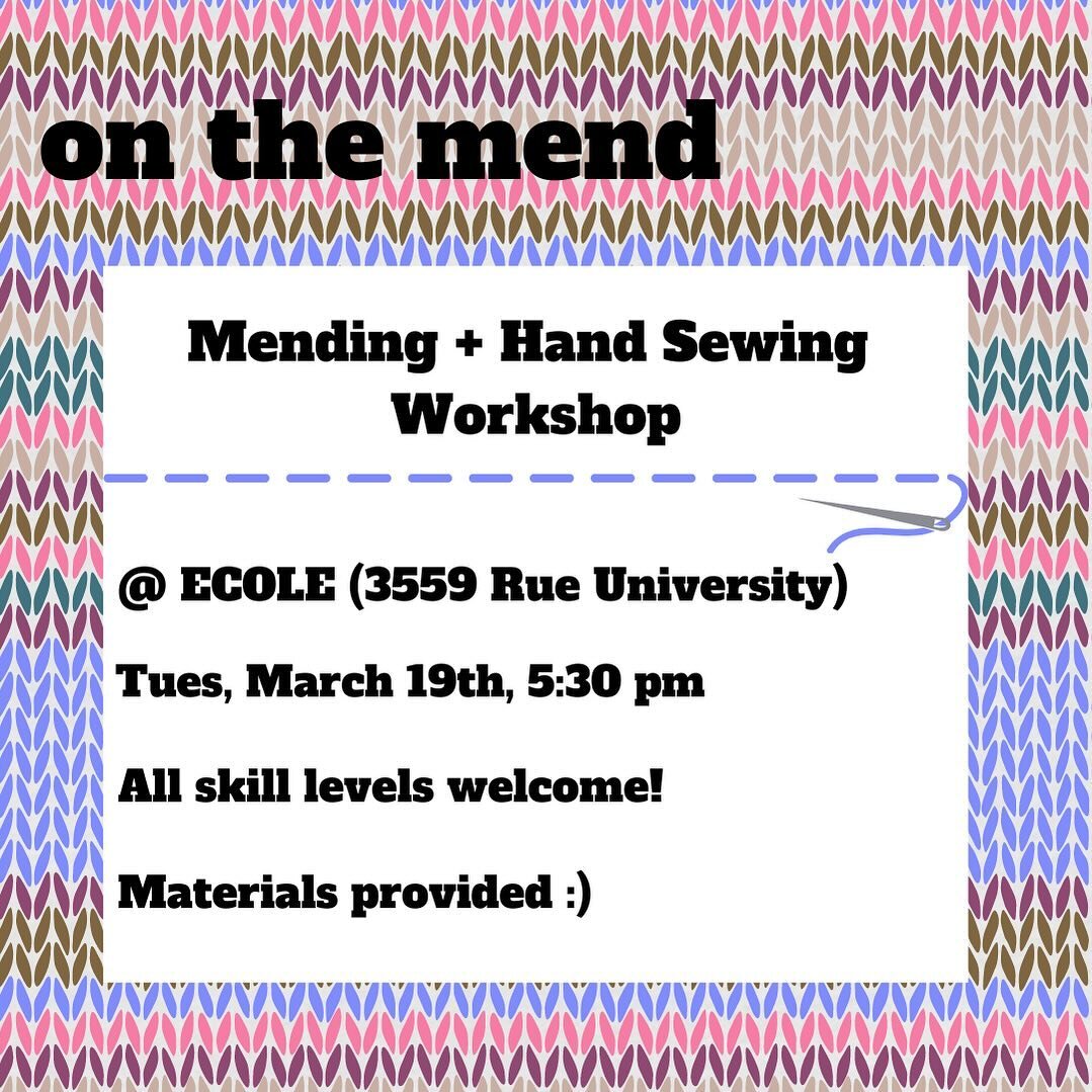 Fixing the post to say Tuesday!!! Next week :) bring your own things to mend if you&rsquo;re experienced or hand sewing lessons and materials will be provided! 🧵🧵🪡🪡🪡