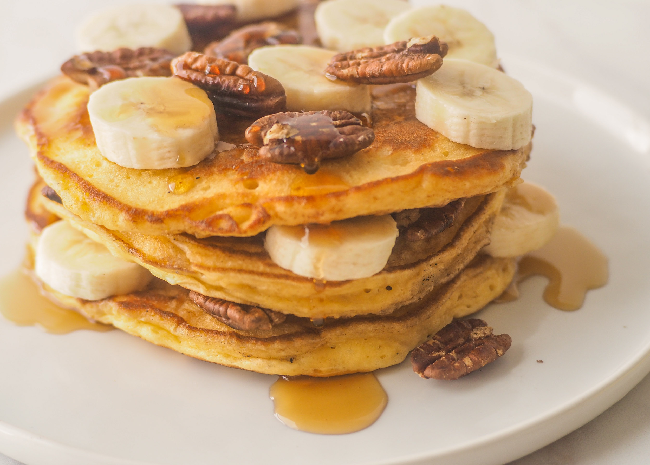 Sour Cream Banana Pecan Pancakes