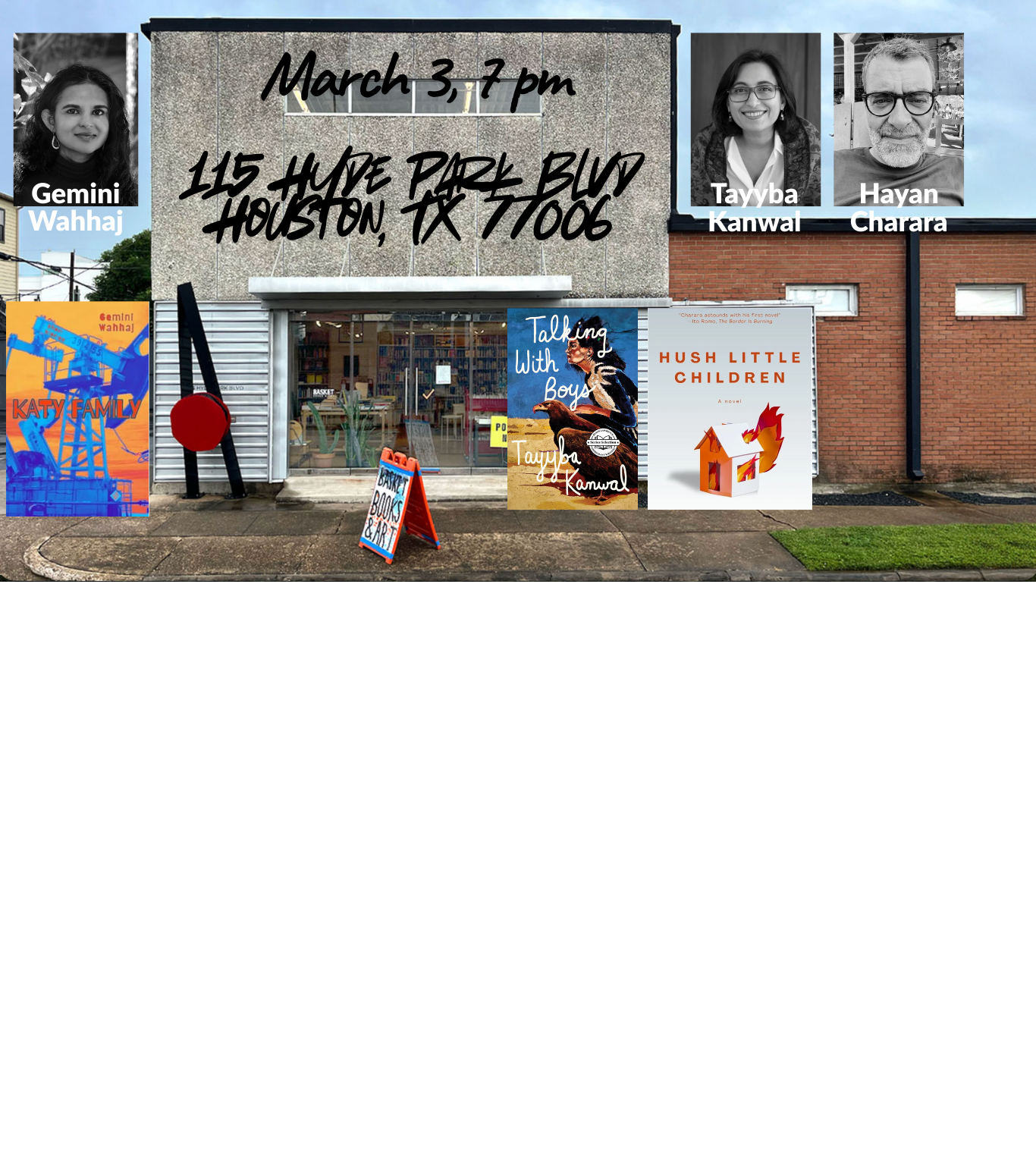 Book Talk and Signing: Houston with Hayan Charara and Gemini Wahhaj