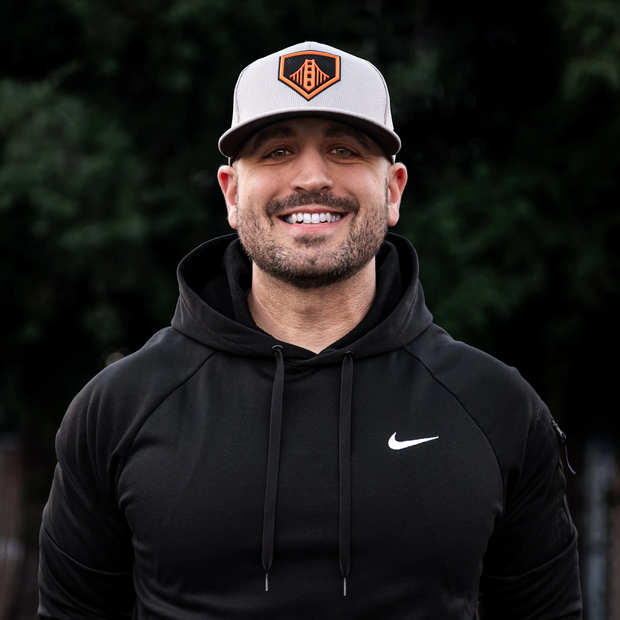 2026 Headshot for Northern California photographer, Matt Fraser (@mattfraser9) wearing a black Nike Hoodie and gray 2022 San Francisco Giants Clubhouse Collection 59Fifty from New Era Cap.