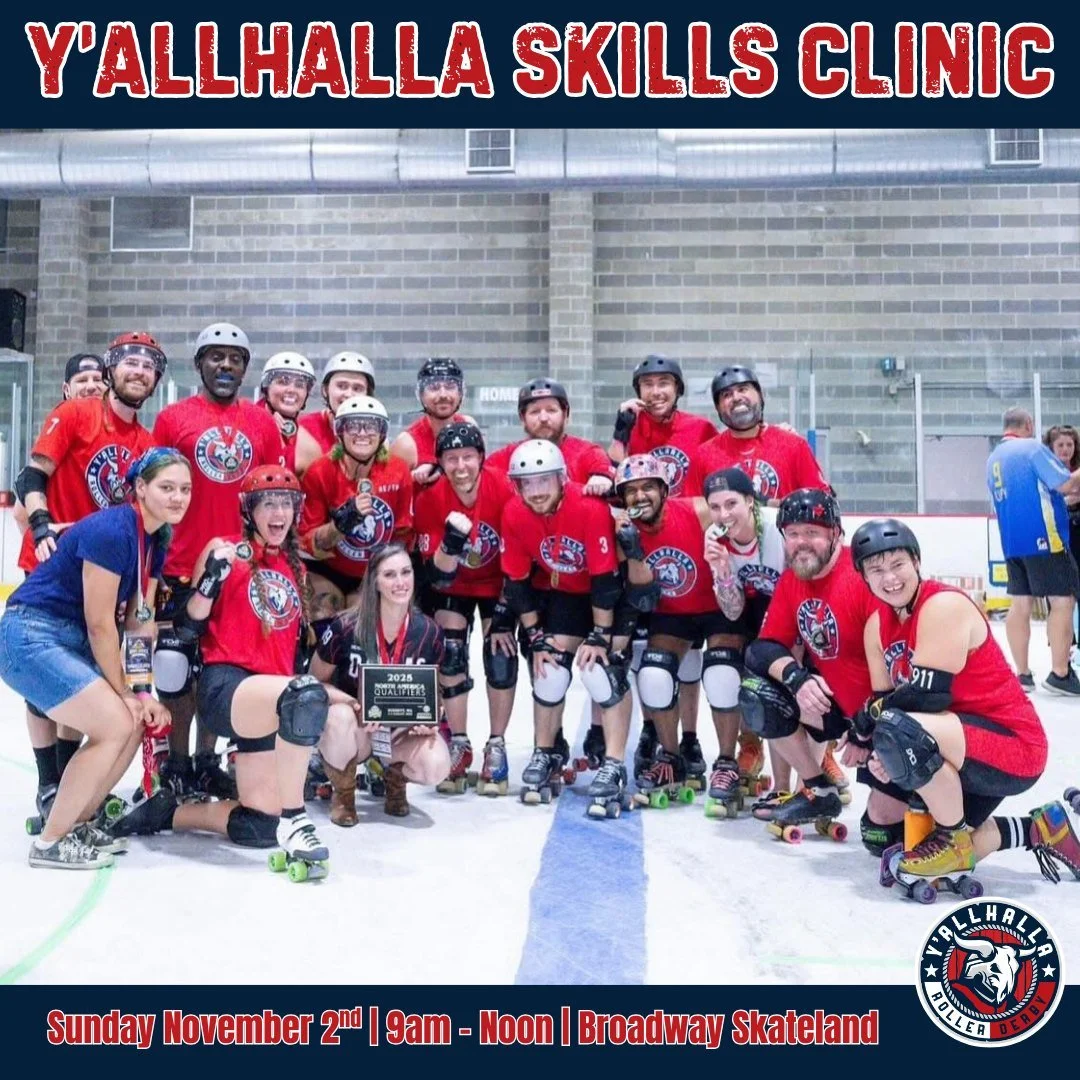๐จ Mark your calendars, DFW derby fam! ๐จ
๐Y’allhalla Roller Derby is hosting an all-level skills clinic on Sunday, November 2, 9:00 AM – 12:00 PM right here in the Dallas–Fort Worth area!
โค๏ธWhether you’re brand new or a se