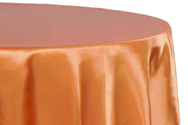 Round Satin Tablecloth - Burnt Orange