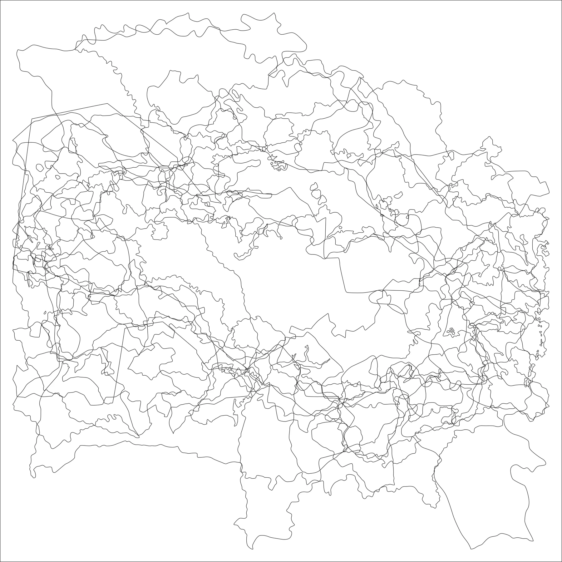 "Topography: Intergovernmental Organization: Commonwealth of Independent States" digital print 22"x22" 2007