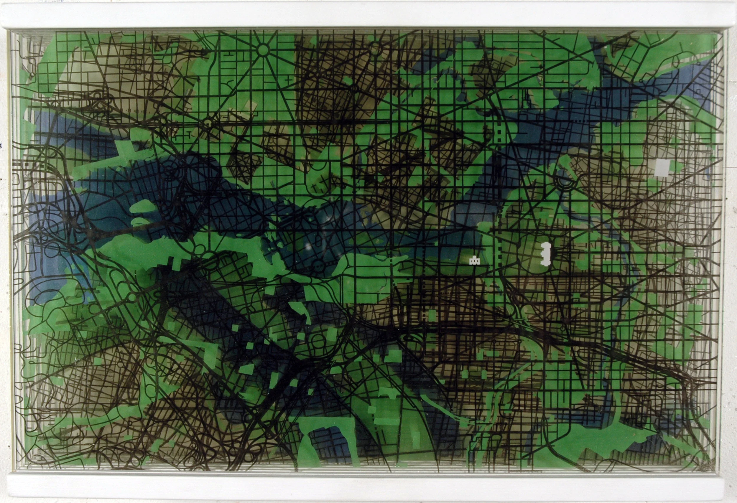 "North America Free Trade Agreement" screen print on plexiglas 10"x15"x3" 2005