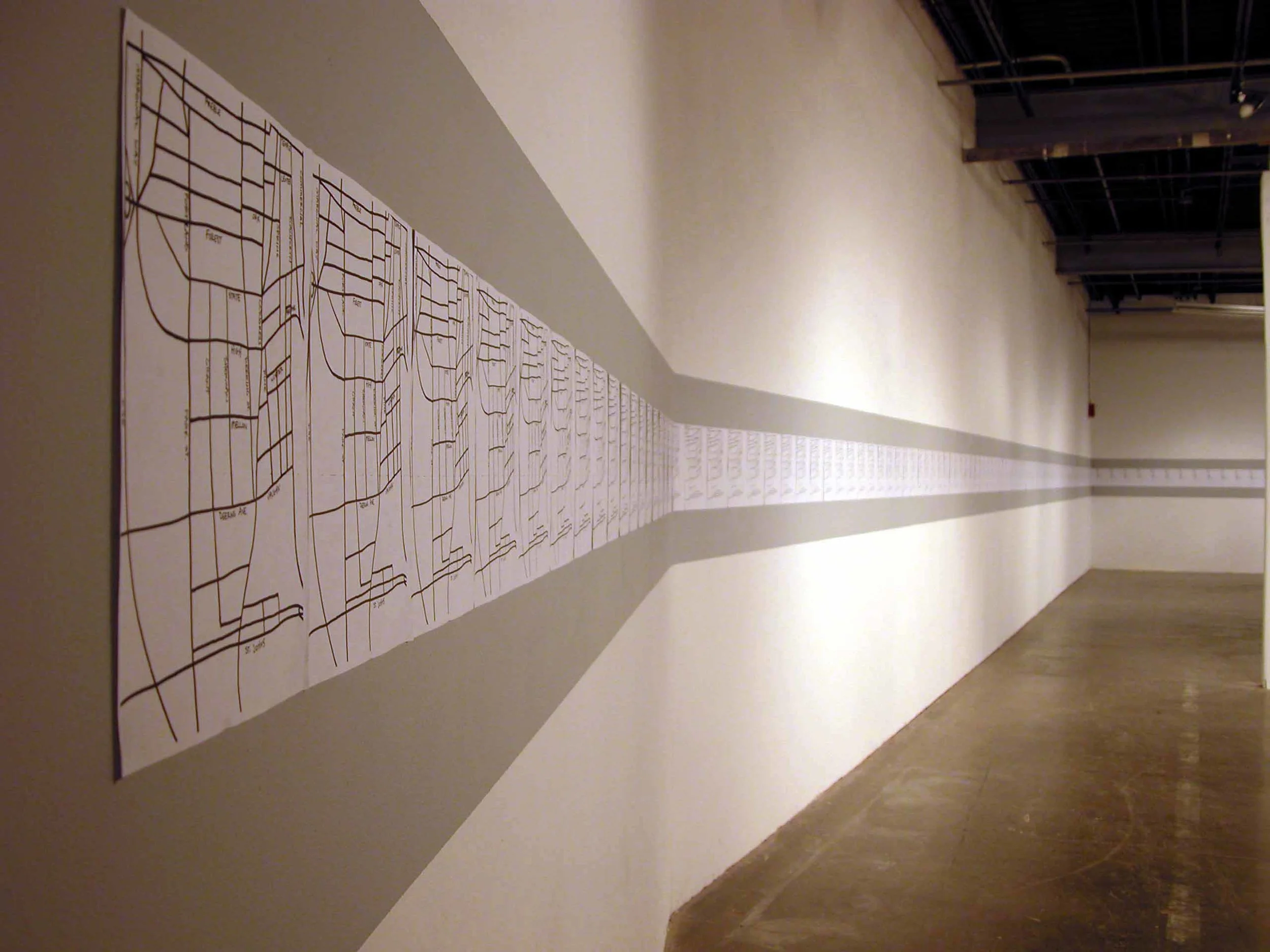 "230 Days Since Portland, Maine" 230 photocopies 11"x163ft. 2005