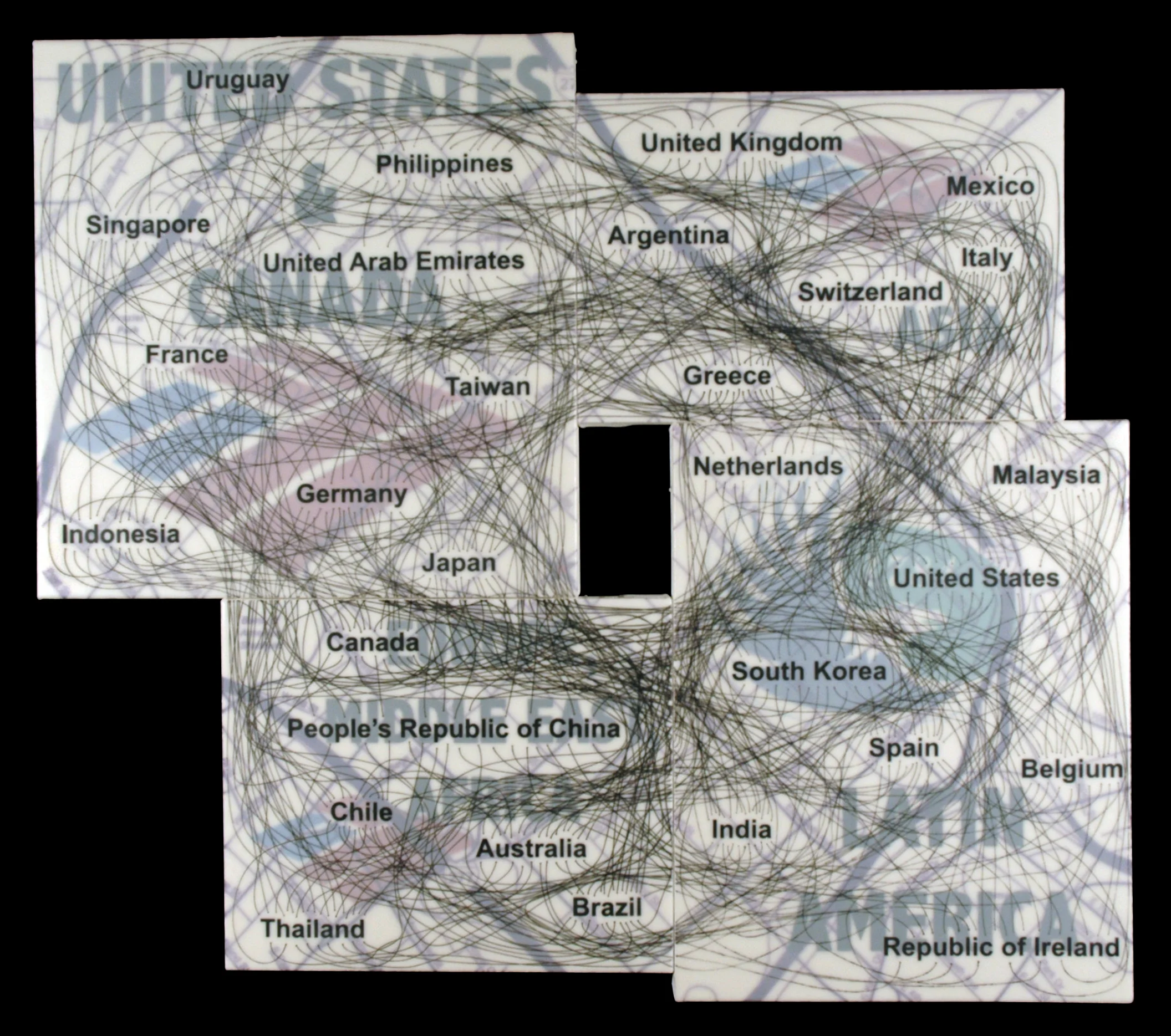 "Bank of America" acrylic, screen print and glue on canvas 35"x35" 2006