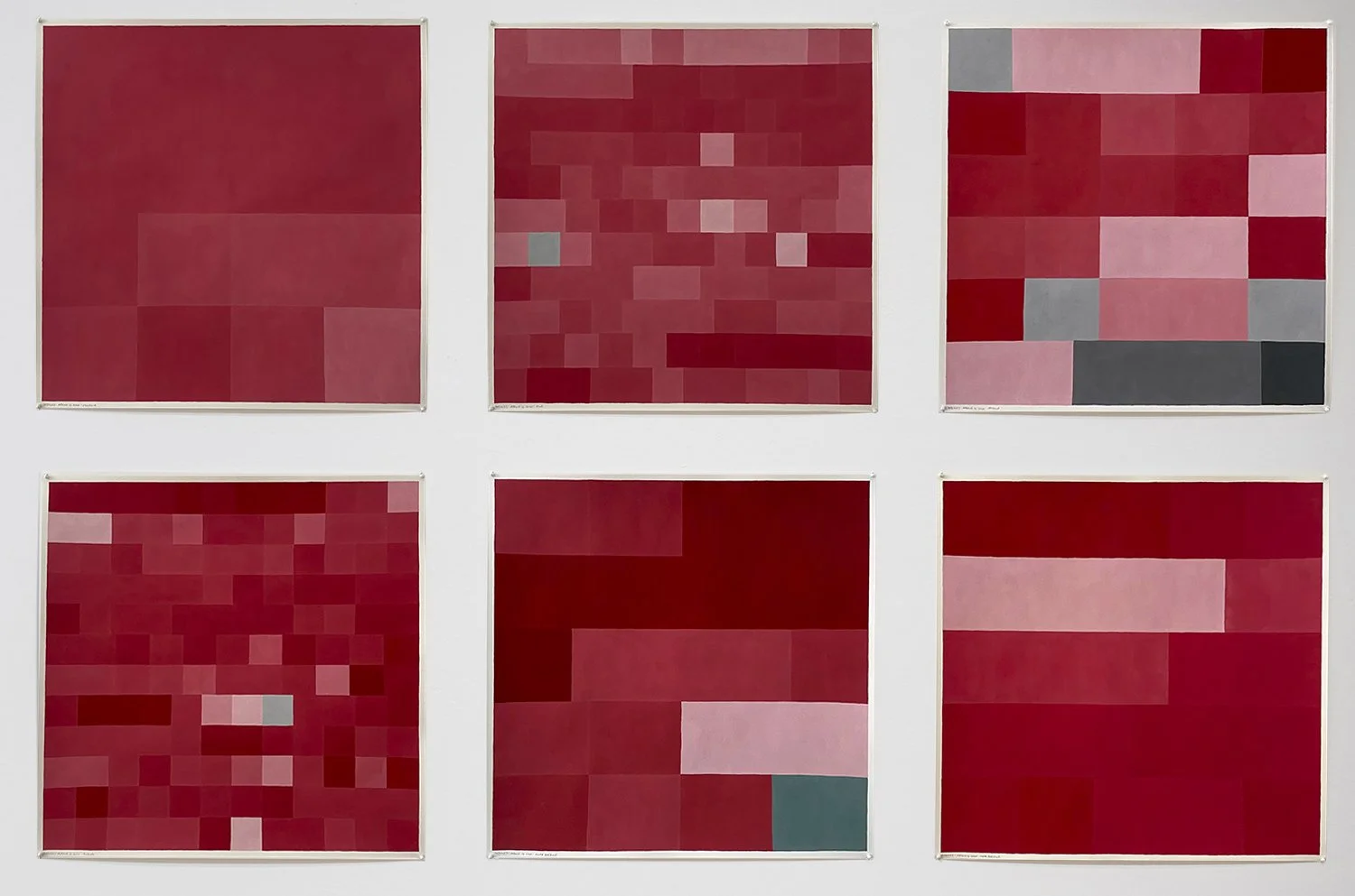 "Indices: Continents: March 12, 2020" acrylic on paper, 20"x20" each, 2023