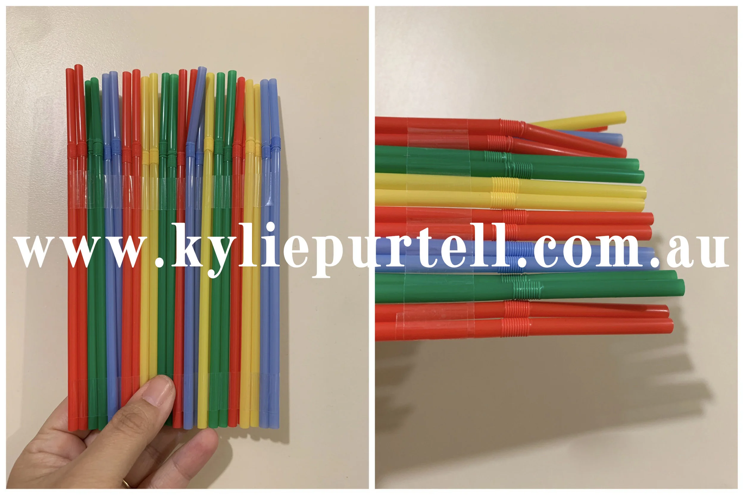 Bendy straws work best as you can move the ends around giving you more control over where the colour appears in your images and more flexibility with framing your subject