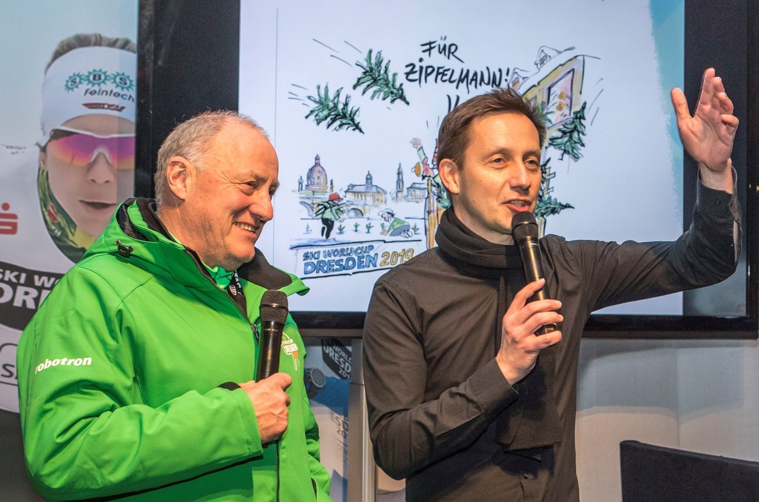 Dresden World Cup Chief of Competition Georg Zipfel (L) and Co-Director Torsten Püschel talk about the event.