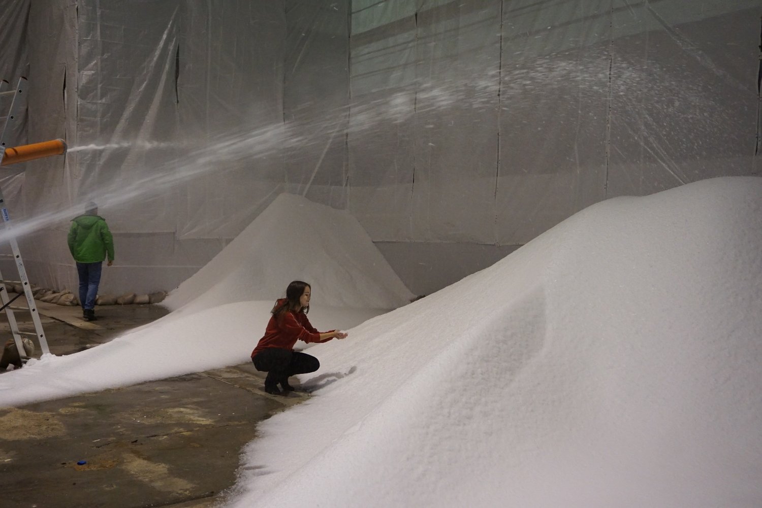 Indoor snowmaking means no moisture is lost to wind or sun