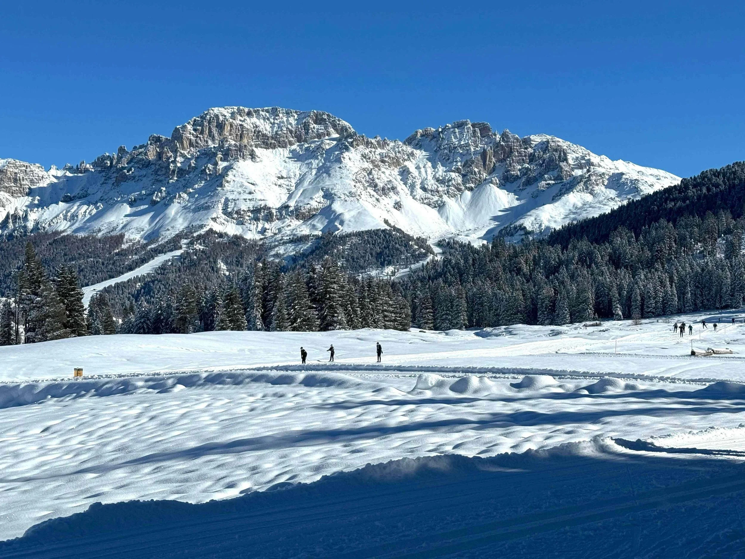 Groomed cross-country ski slopes with a fantastic view