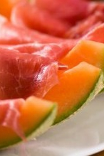 Meloen met rauwe ham
