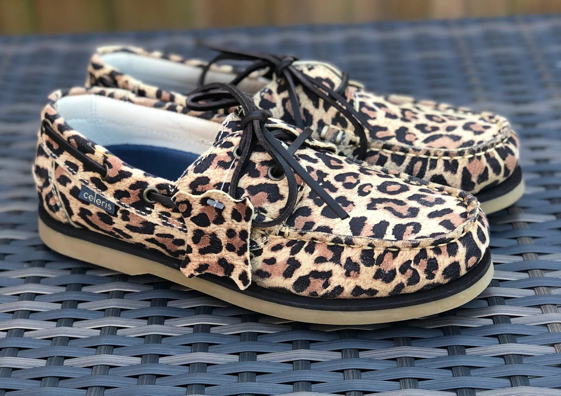 leopard print deck shoes