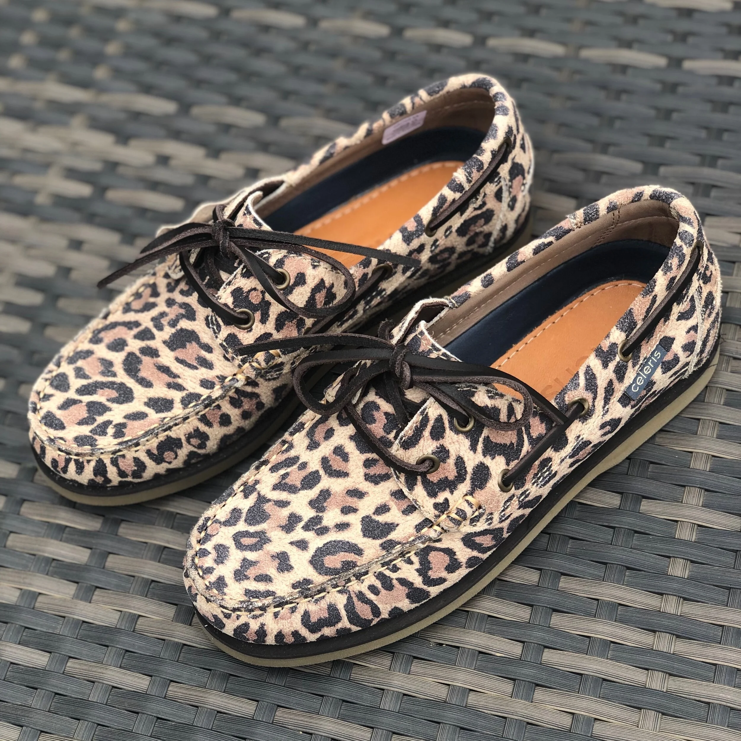 leopard print deck shoes