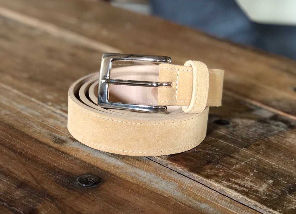 Q Leather Belt: Camel Suede — Q Dressage