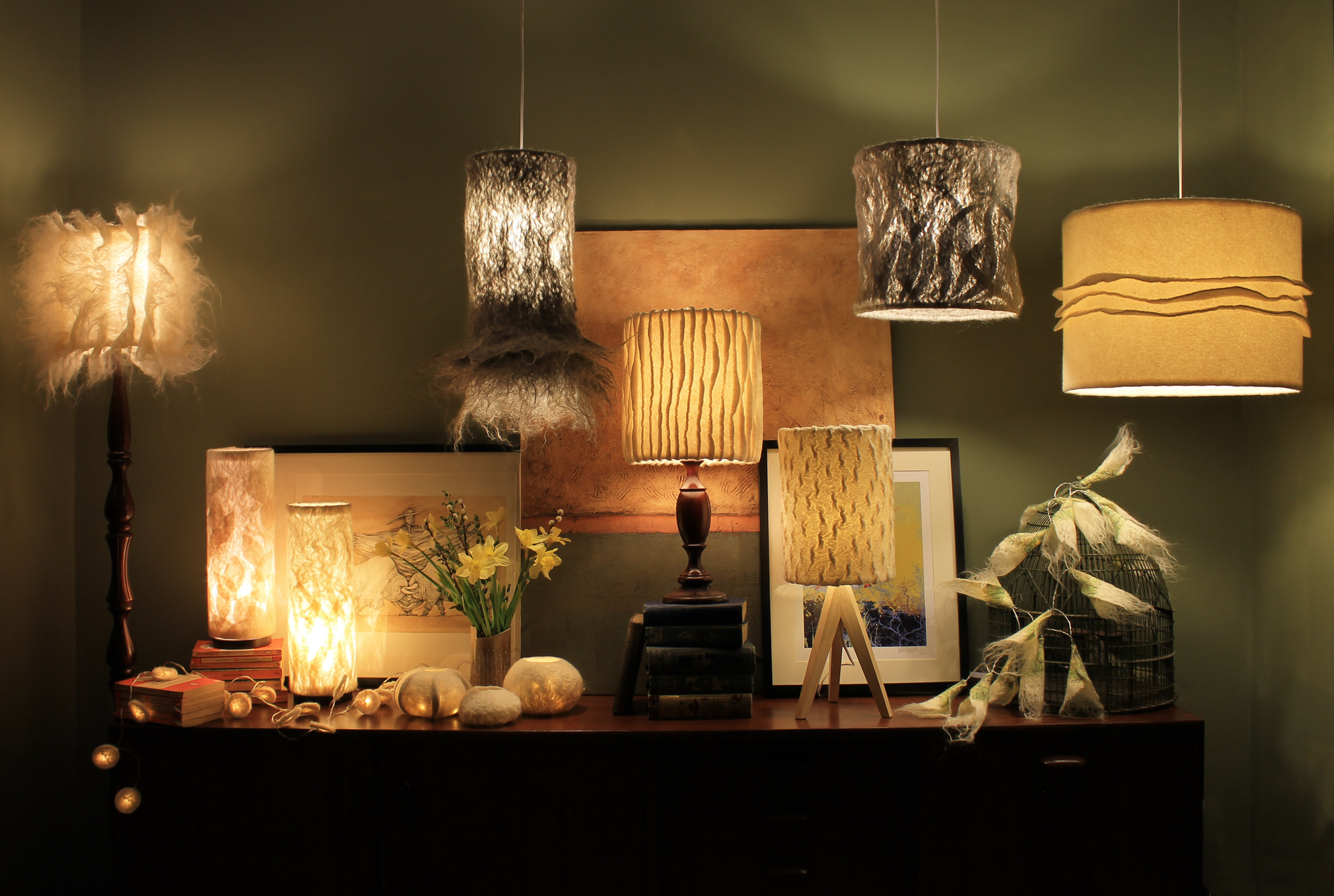 Felti lighting and tactile vessels