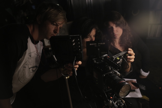 Holly, Naiti and AC Scott Drucker preparing for the next interview