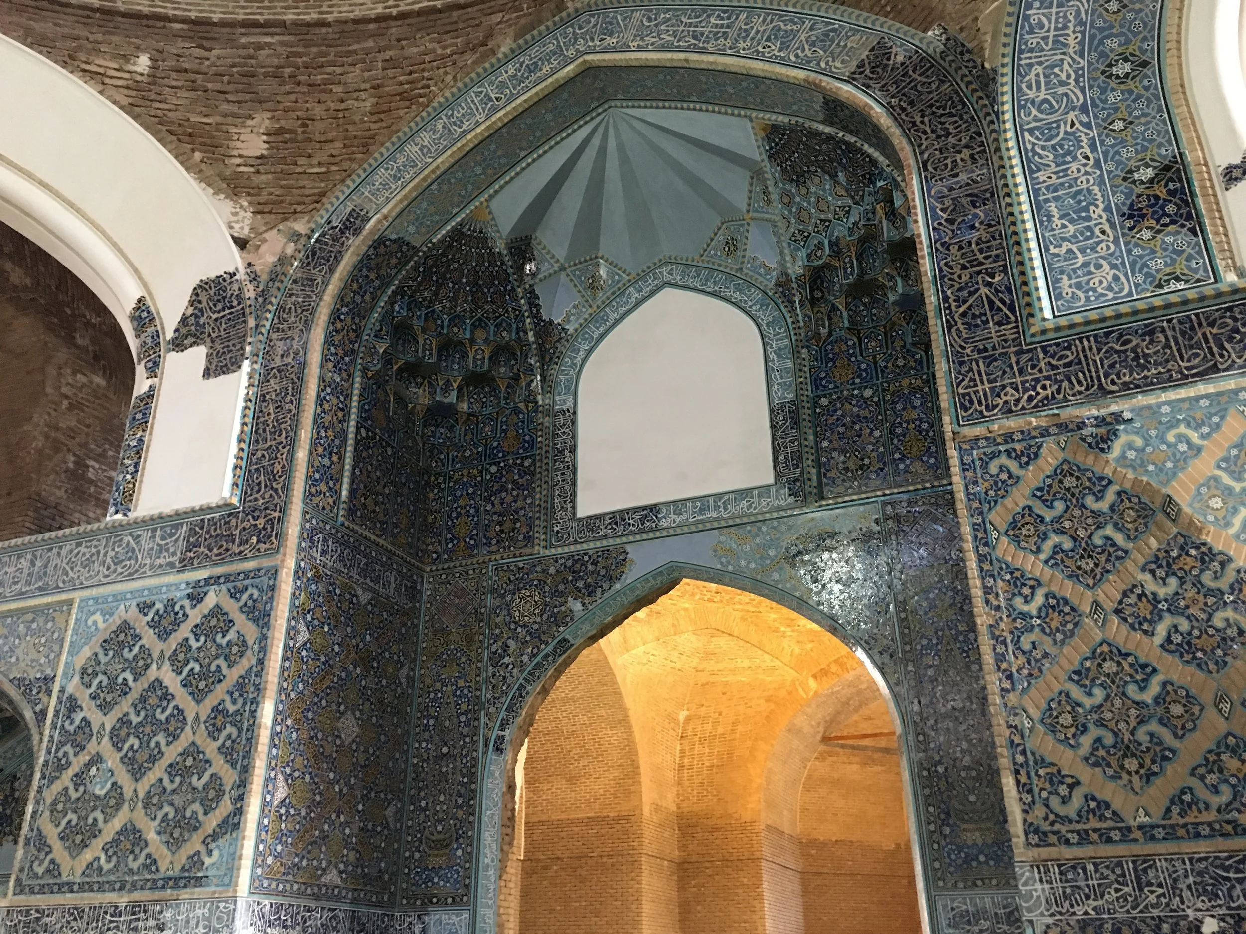 Blue Mosque, Tabriz, Iran. Mosaic blue stone, not tiles or paint.