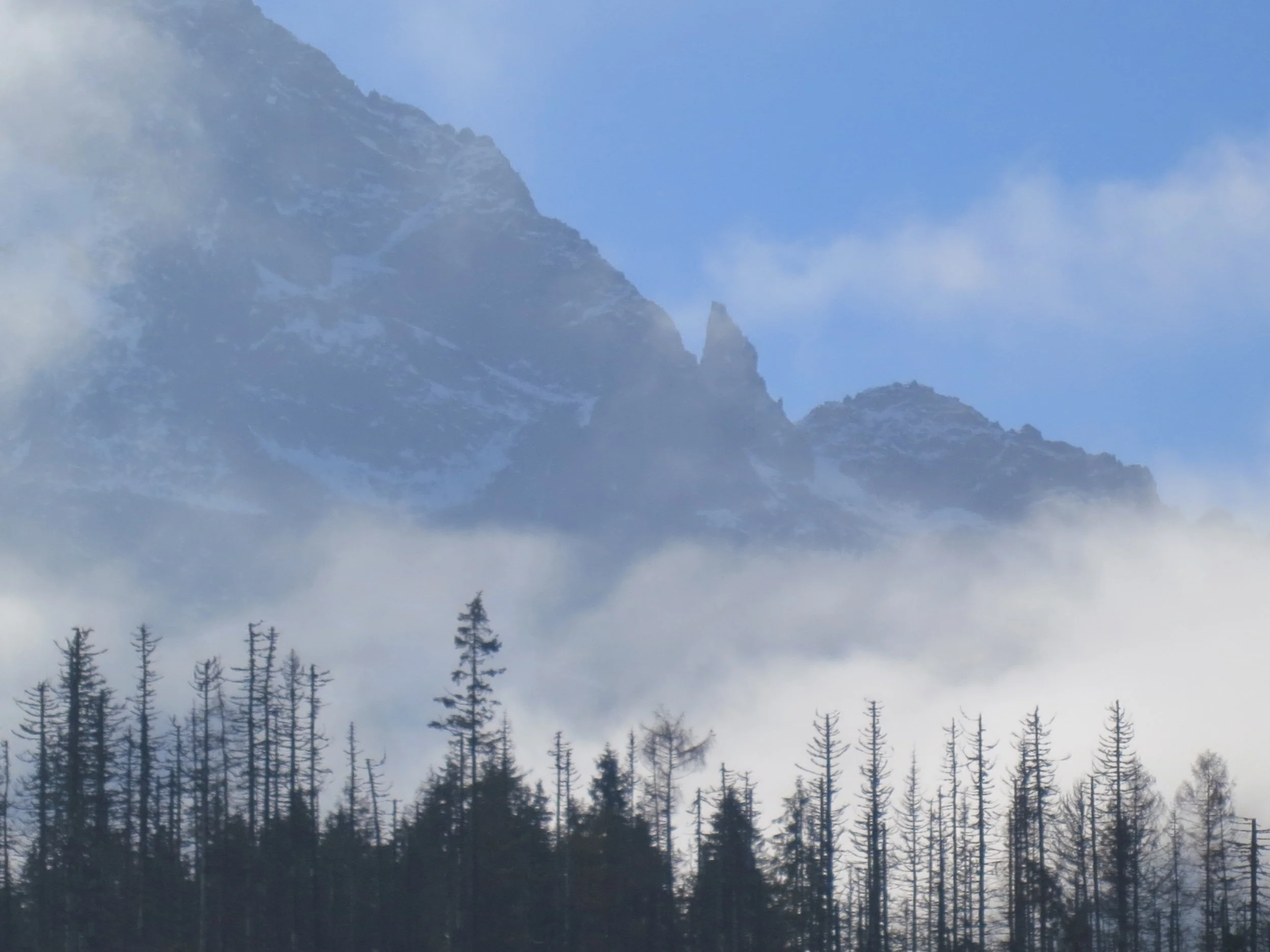 Fog obscures the Tatra Mountains in Southern Poland. 
