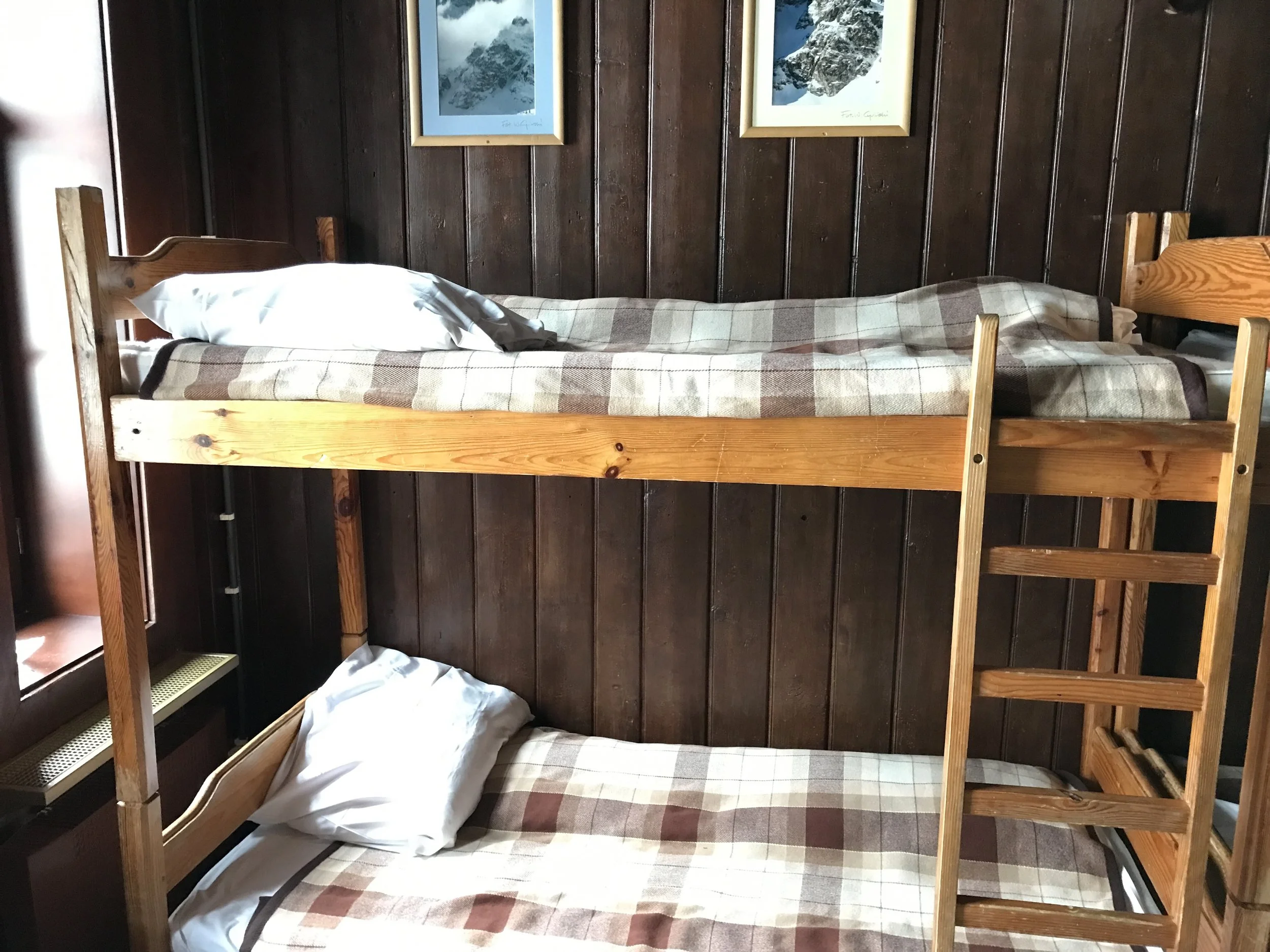 Bunk beds in the lodge at Morski Oko. 
