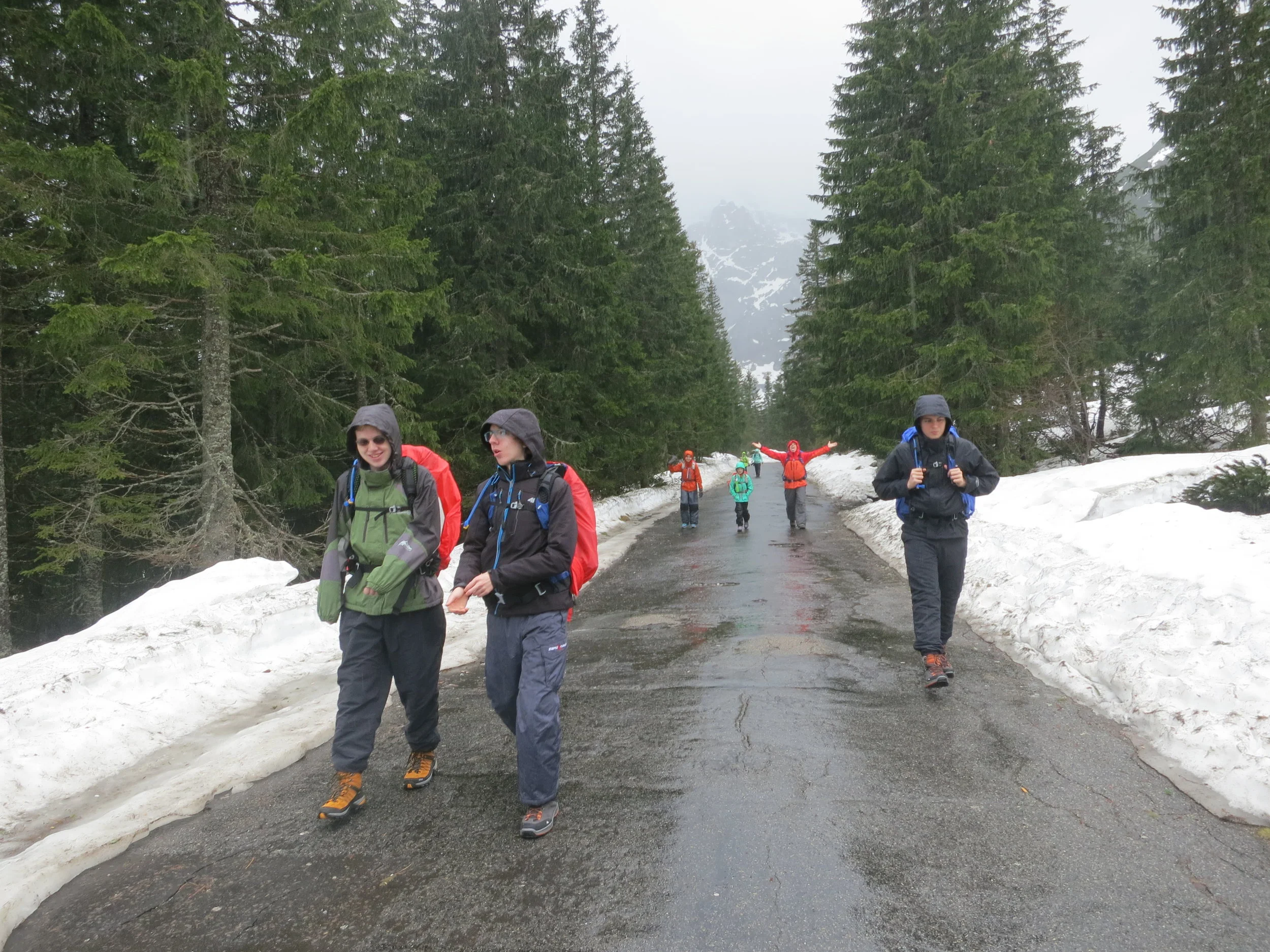 Hiking in the Tatras in the rain.