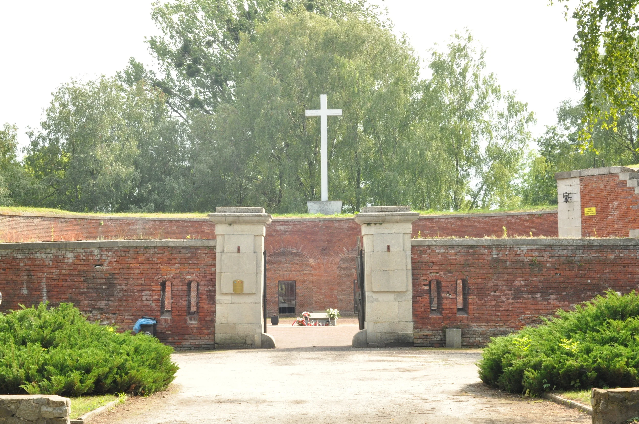 Zamosc, Poland Rotunda with a cross to memorialze those who were killed here during World War II. 