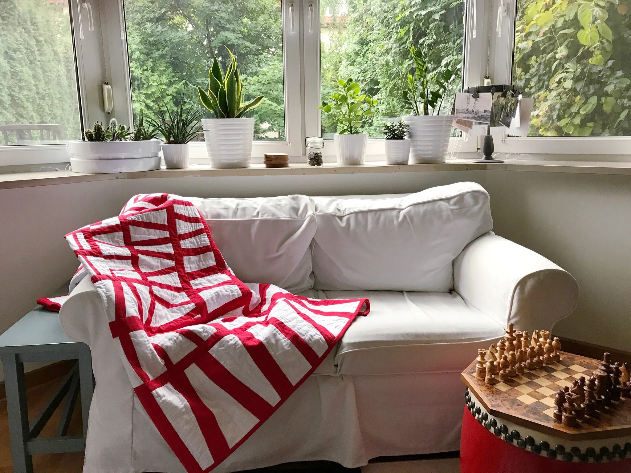 Modern Improv Quilt made with reused materials