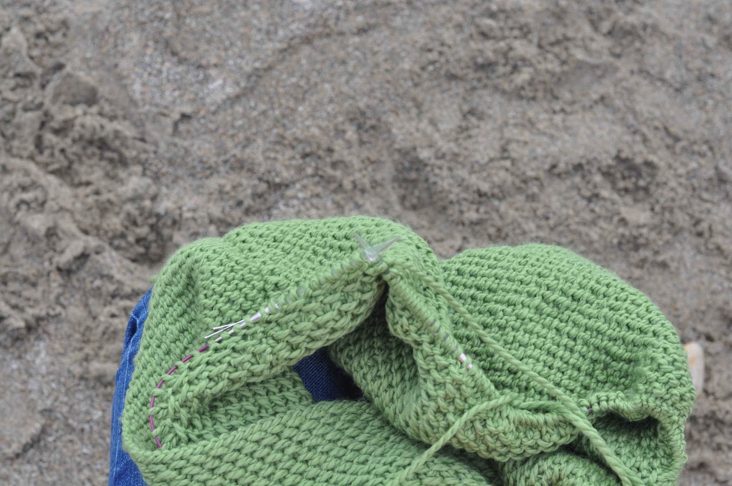 Knitting at the beach
